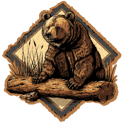 POD Design Vector Image of a Grizzly Bear in a Forest Setting