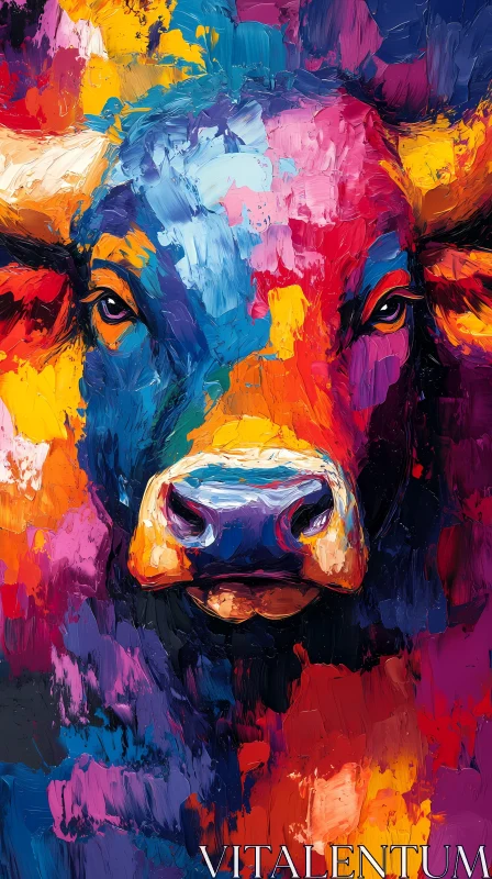 Colorful Expressionist Bull Art AI Image