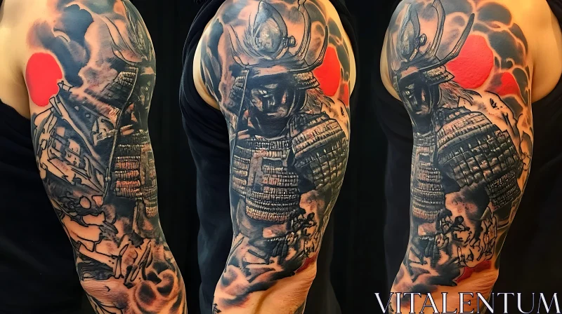 AI ART Arm Tattoo: Samurai with Rising Sun