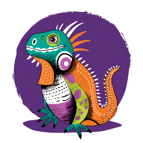 Colorful Iguana Art T-Shirt Design POD Design