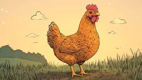 Countryside Chicken Drawing