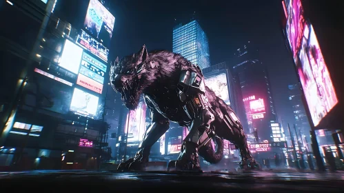 Mechanical Wolf in Urban Setting