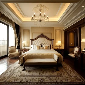 Opulent Bedroom Interior with Classic Furniture and Lighting