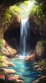 Hidden Oasis Waterfall Scene