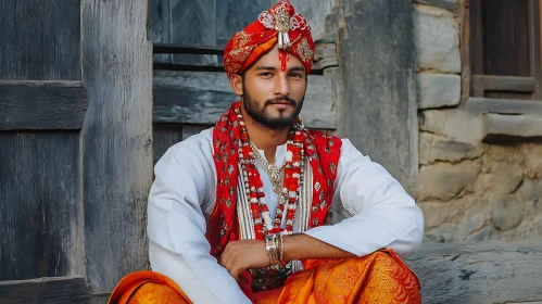 Portrait of Man in Red Turban