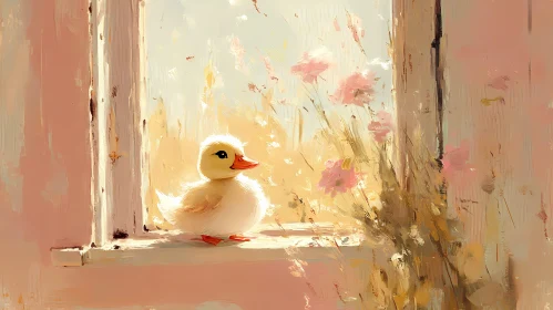 Fluffy Duckling in Morning Light