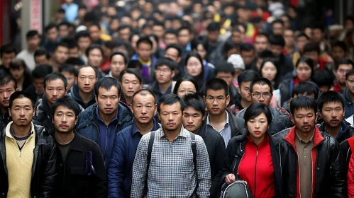 Anonymous Faces in a City Crowd