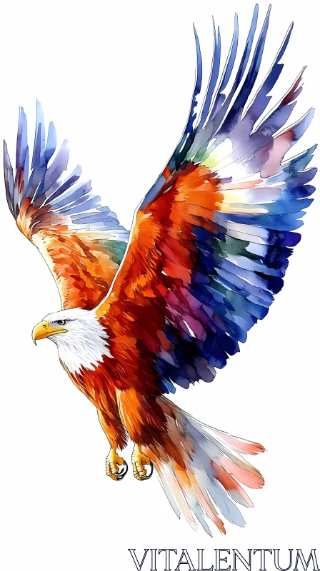 Colorful Eagle in Flight AI Image