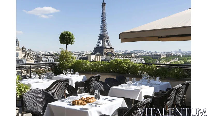 Scenic Parisian Terrace with Eiffel Tower AI Image