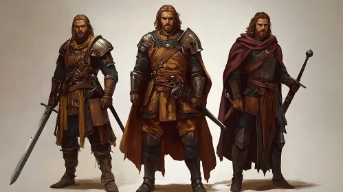 Three Medieval Warriors Ready for Battle