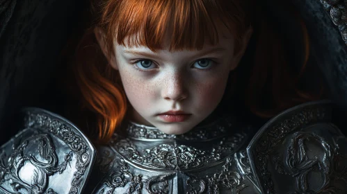 Young Redhead in Medieval Armor