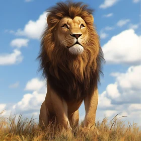 Lion in the Grassland