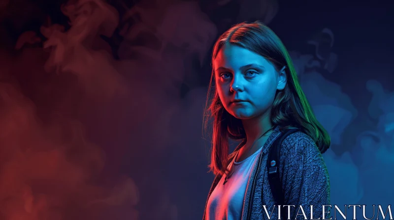 Portrait of Greta Thunberg in a Dreamlike Setting AI Image