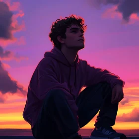 Man Watching Sunset