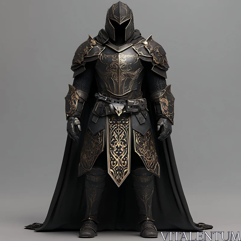 Warrior in Dark Medieval Armor AI Image