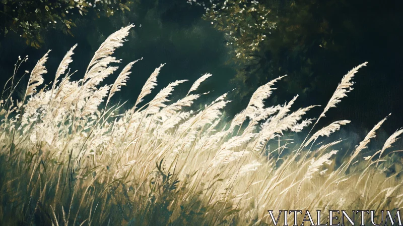 AI ART Tranquil Scene of Sunlit Grasses