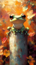 Artistic Frog in a Colorful Setting