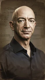 Headshot of a Serious Bald Man in Black Shirt