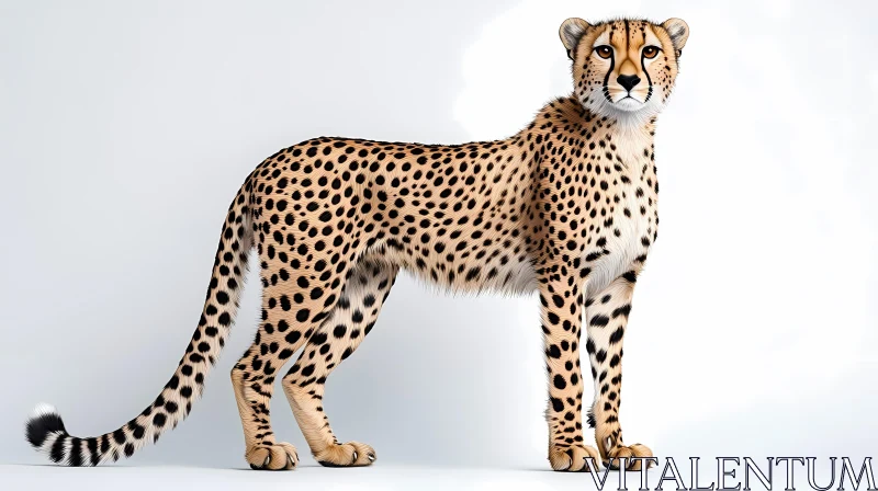 Cheetah Elegance on White AI Image