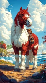 Seaside Horse in Tranquil Landscape