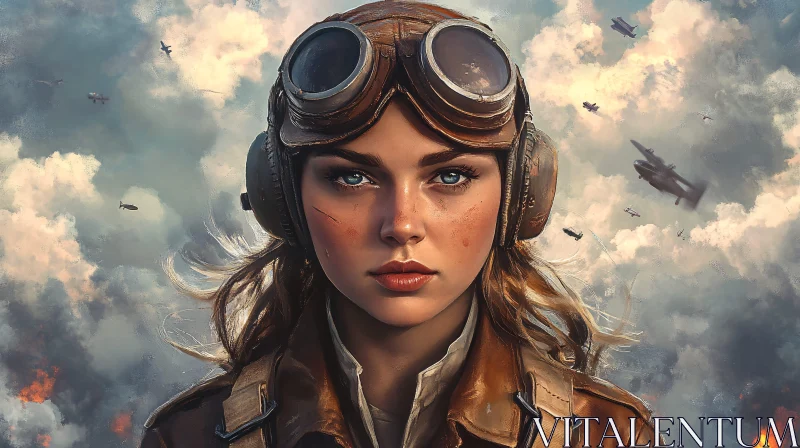 AI ART Female Aviator in Action