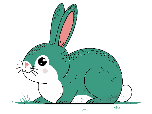 Whimsical Teal Rabbit Artwork POD Design