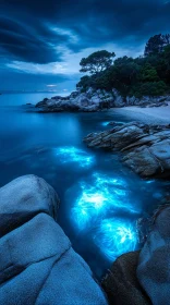 Glowing Bioluminescent Seascape