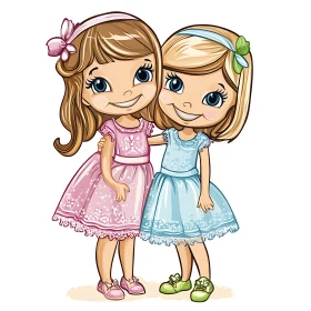 Charming Cartoon Girls Illustration