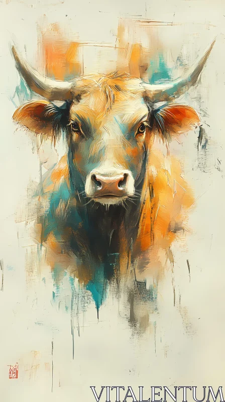 Colorful Bull Abstract Art AI Image