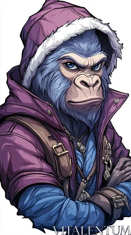 Stylish Gorilla Character Illustration AI Image