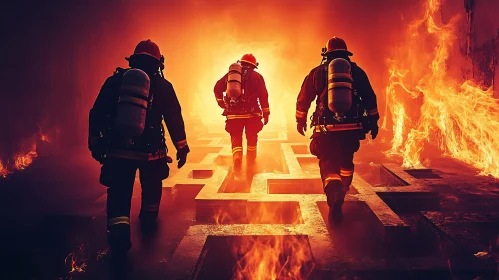 Firefighters in Action: Entering Flames