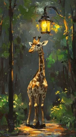 Serene Nighttime Giraffe Scene