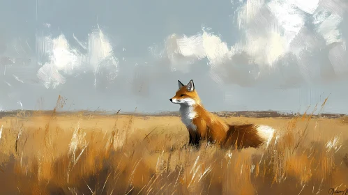 Fox and Field Art Piece