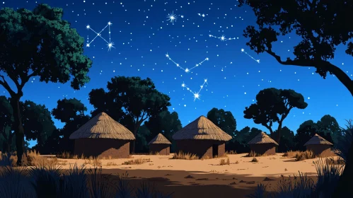 African Village Under the Stars