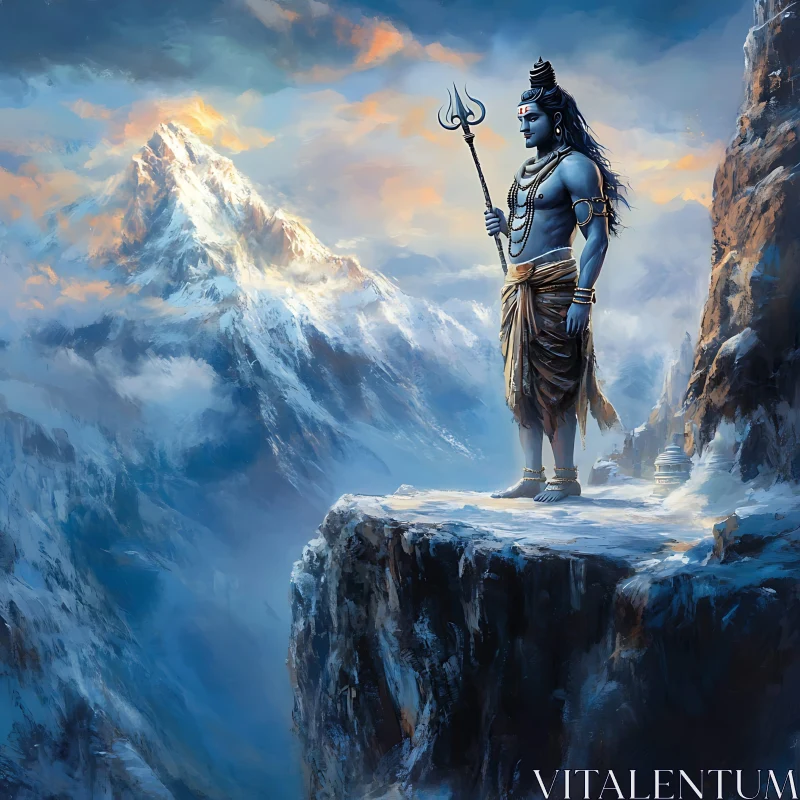 Shiva's Gaze Upon the Mountain Range AI Image