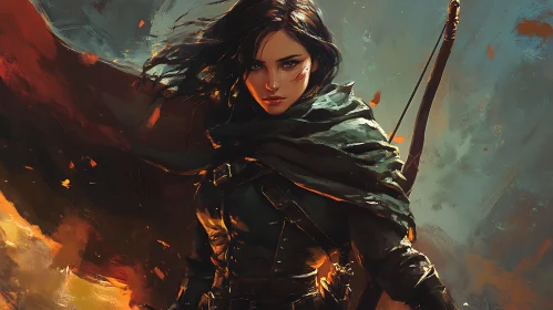 Female Archer in Dark Fantasy Setting