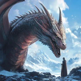 Dragon and Man in Mountainous Terrain