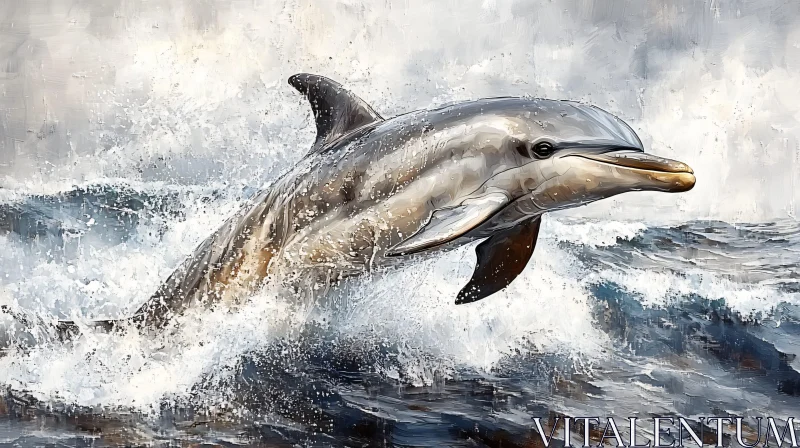 Dolphin in Ocean Surf AI Image