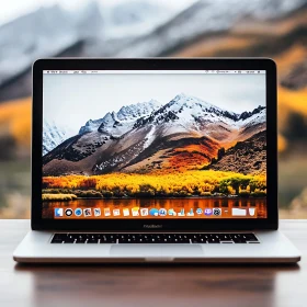 Autumn Mountain on Laptop Display