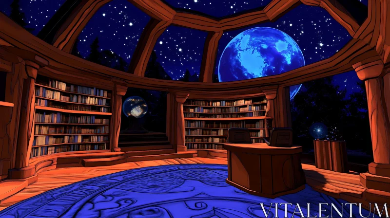 AI ART Blue Moon Library Interior