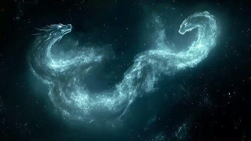 Nebula Dragons Facing in Space