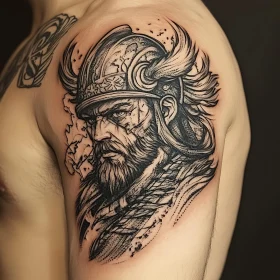 Viking Tattoo Art on Shoulder