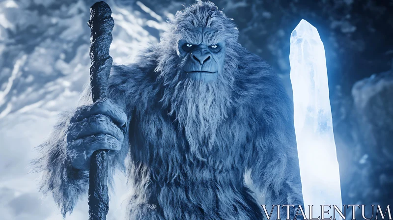 Icy Protector: A Yeti's Vigil AI Image