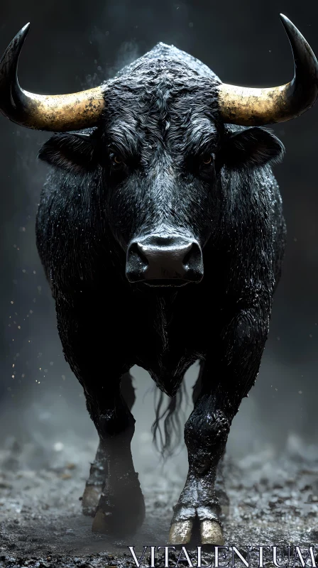 Imposing Bull with Glistening Hide AI Image