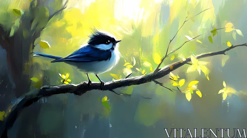 Bird Art in Forest Light AI Image