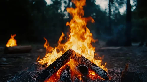 Mesmerizing Forest Campfire Scene