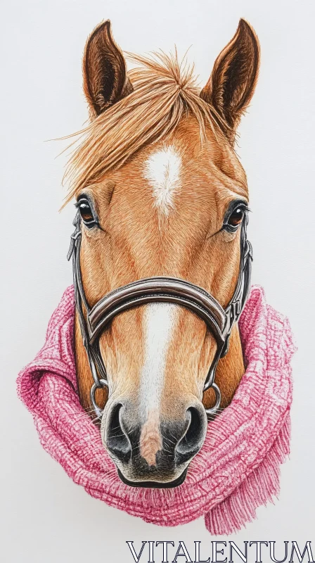 Artistic Horse with Scarf AI Image