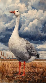 Serene Goose Against a Dramatic Sky