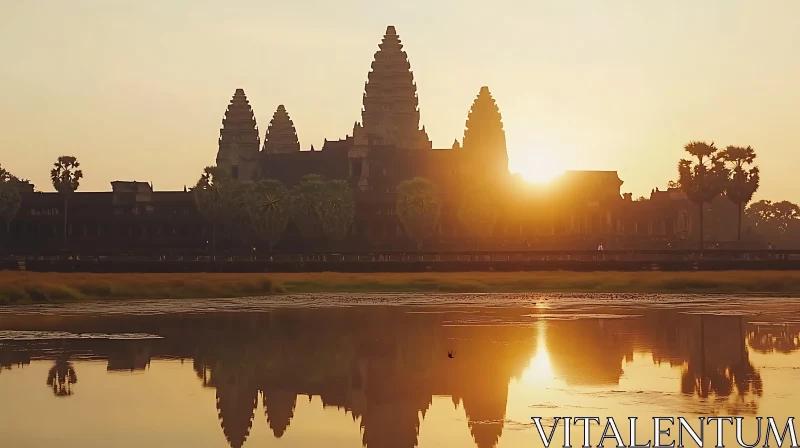 Golden Sunrise at Angkor Wat AI Image