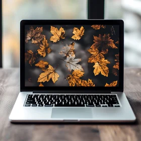 Autumn Leaves Digital Wallpaper on Laptop